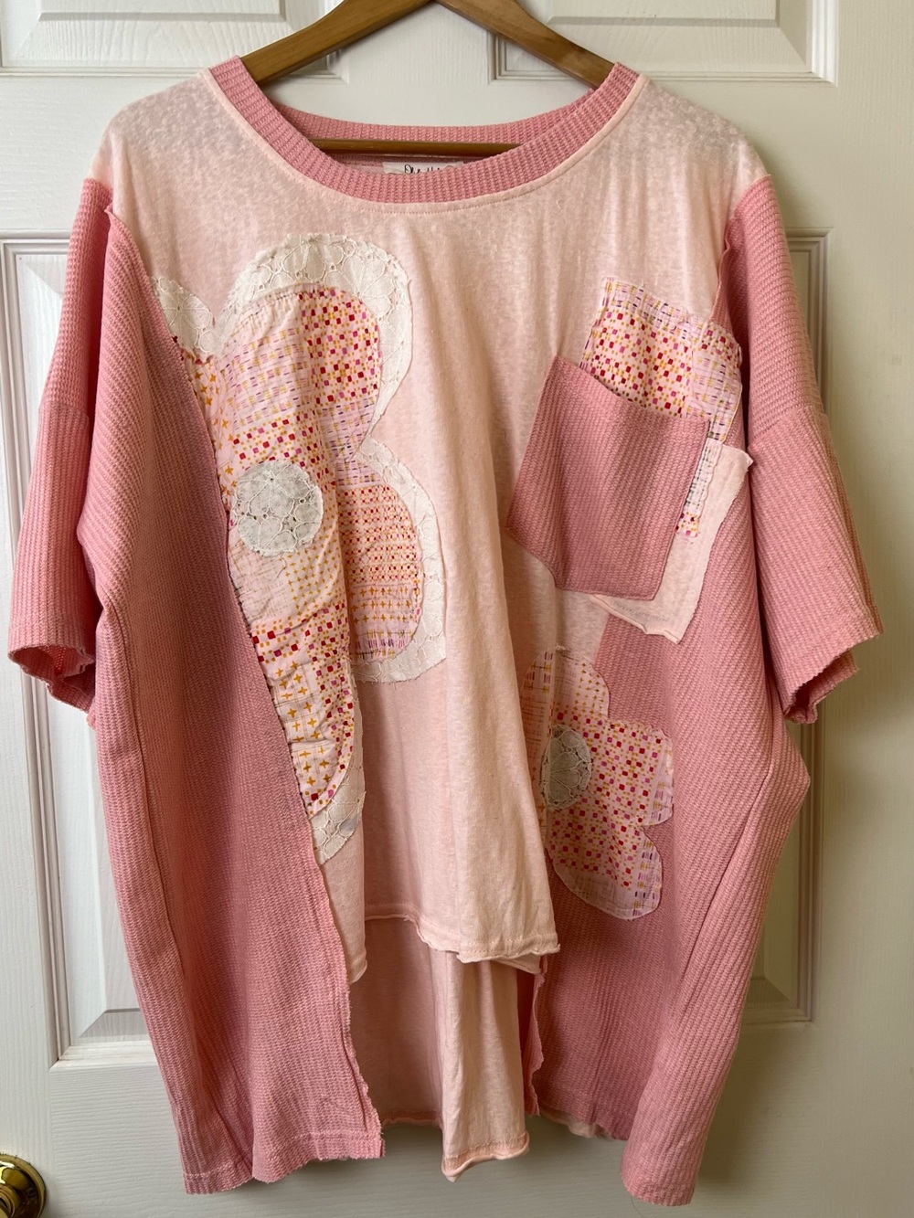 Oli & Hali Top Blouse Patchwork Oversized Cotton Blend - Picture 2 of 8